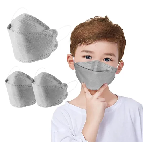 Mascarillas faciales para niños 50 PCS, mascarillas faciales desechables de 4 capas para niños, máscaras grises