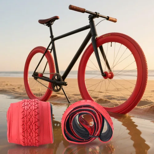 Miniatura 8 de Paquete de 2 neumáticos y tubos de bicicleta Cuiser de playa, 26 pulgadas, 24 x 2.125 pulgadas, 26 neumáticos de bicicleta de playa, rojo o azul