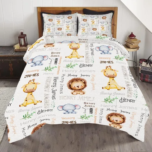 Miniatura 16 de ENCYCOM Edredón personalizado de oso bosque, edredón de animales del bosque, mejor juego de edredón decorativo único para cama colgante en la pared