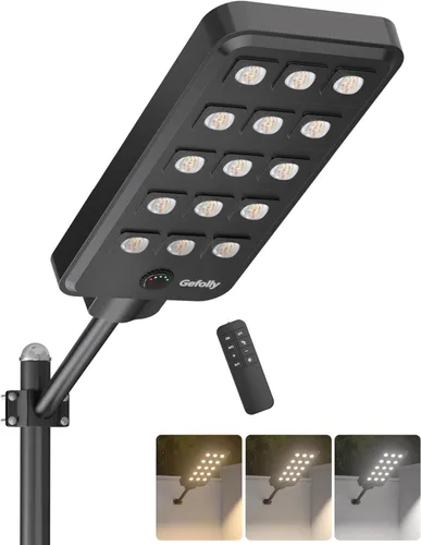 Miniatura 10 de Gefolly G-15000W Luz solar de calle al aire libre, 6500K gran angular luz de estacionamiento comercial del atardecer al amanecer IP67 seguridad