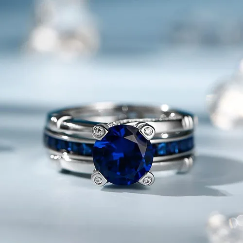 Miniatura 2 de Jeulia - Anillo de plata de ley con circonitas intercambiables para mujer, para boda, compromiso, aniversario