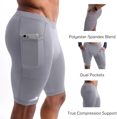 Miniatura 4 de CompressionZ Men's Compression Shorts with Pockets - Performance Sport Spandex Compression Underwear 8