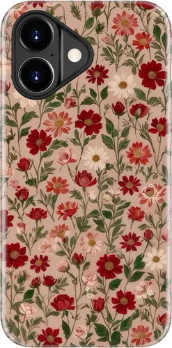 Miniatura 102 de Funda para iPhone 12 Mini, compatible con carga inalámbrica, protección de doble capa con elegante diseño de flores silvestres, silicona suave +