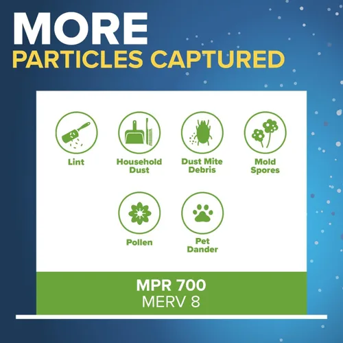Miniatura 4 de Filtrete - 6 filtros de aire para caldera/aire acondicionado de 14x25x1, MPR 700, MERV 8, resistente al polen, fácil para el flujo de aire, filtro