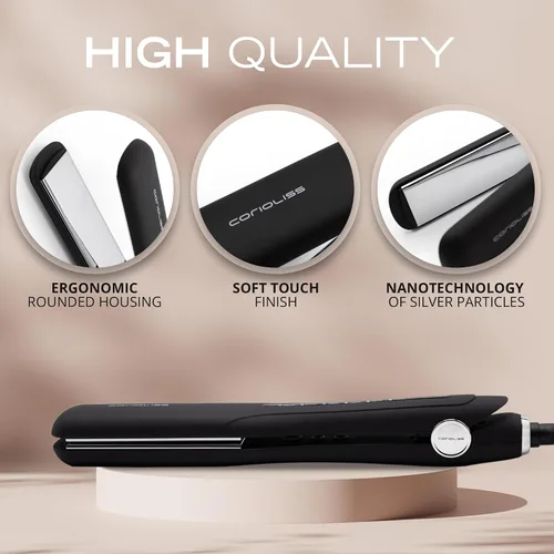Miniatura 5 de Corioliss Plancha de pelo profesional extra ancha para mujer, planchas de titanio, color negro, suave al tacto Wide