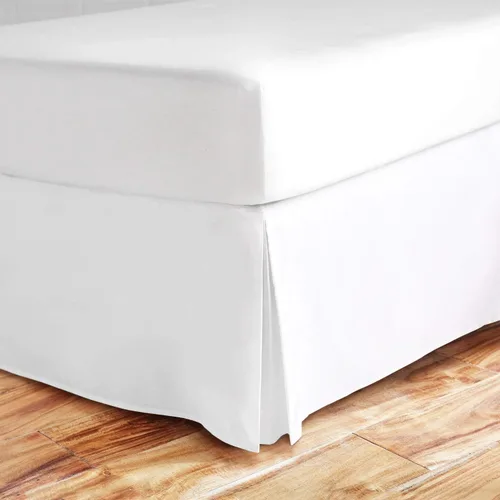 Miniatura 9 de Falda de cama con esquinas divididas de 18 pulgadas, tamaño Queen, 100% algodón natural, resistente a las arrugas y a la decoloración, tamaño Queen