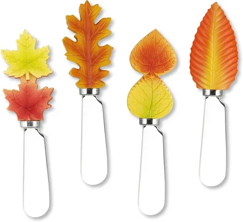 Supreme Housewares Fall Leaves - Esparcidores de queso, asas de resina pintadas a mano con cuchillas de acero inoxidable para untar queso crema,