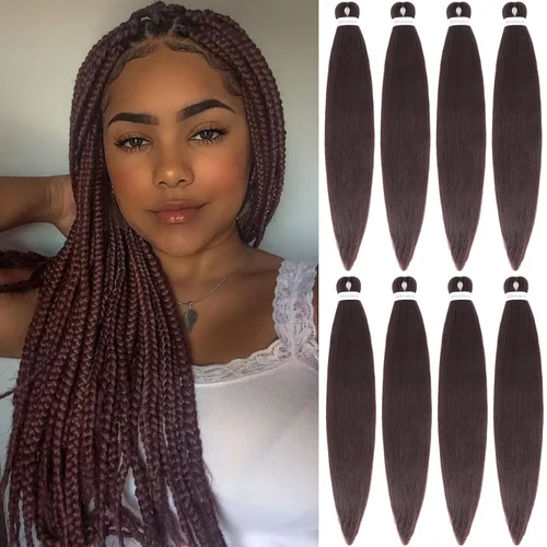 Miniatura 56 de Alrence Cabello estirado para hacer trenzas, trenza larga de 30 pulgadas, 8 paquetes, extensiones profesionales de trenzado de cabello sintético, 1b#