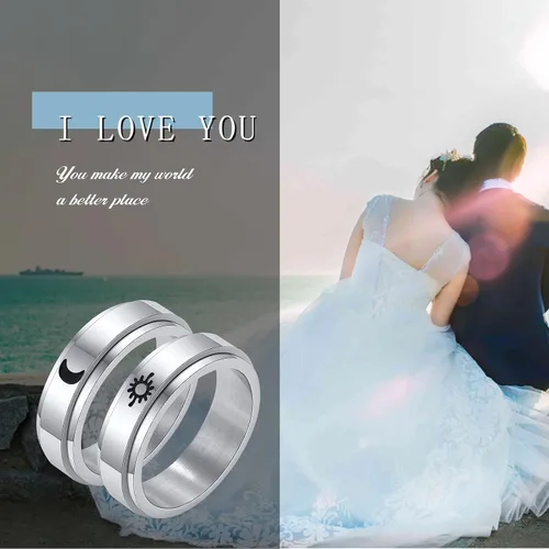 Miniatura 4 de Anillos personalizados para parejas, grabado personalizado de tungstenoacero inoxidable para él y ella, juego de anillos de boda para hombres