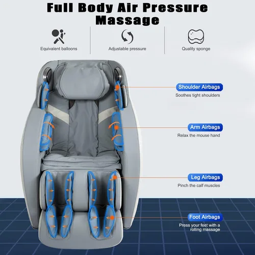 Miniatura 5 de PayLessHere Sillón de masaje de cuerpo completo, gravedad cero SL-Track reclinable elástico con altavoz Bluetooth 3D con terapia de calor integrado
