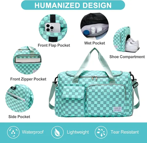 Miniatura 420 de Pequeña bolsa de gimnasio para mujer, bolsa de viaje con compartimento para zapatos