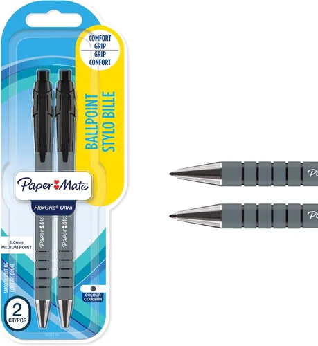 Paper Mate Flexgrip Ultra RT - Bolígrafo retráctil (punta media, 1mm) paquete de de 2