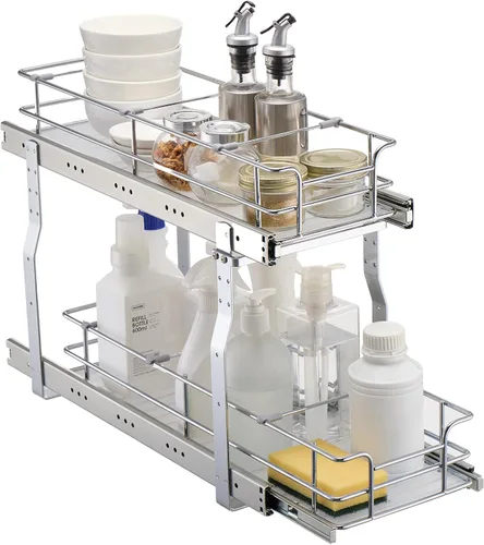VEVOR Organizador de Gabinete Extraíble, 7" de Ancho x 21" de Profundidad, Estantes de Despensa Deslizables de Servicio Pesado, Cajones Deslizables