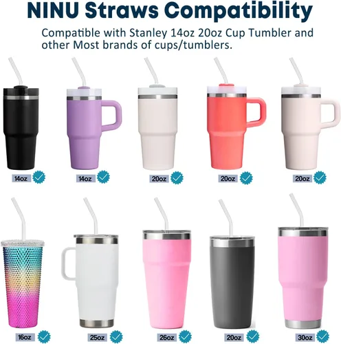 Miniatura 3 de Paquete de 6 popotes transparentes de repuesto para vaso Stanley de 20 onzas y 14 onzas, popotes reutilizables de plástico para vaso Yeti de 30