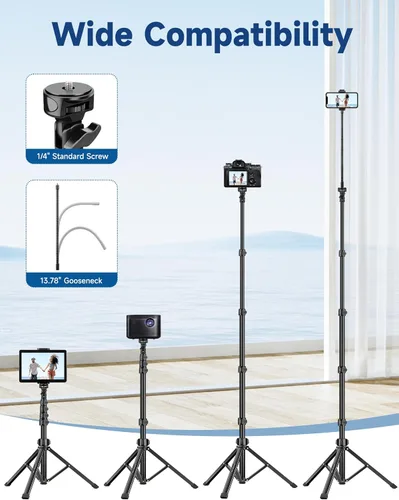 Miniatura 4 de Soporte de trípode para teléfono, trípode de teléfono celular de 85 pulgadas de alto para iPhone con control remoto de cuello de cisne, soporte