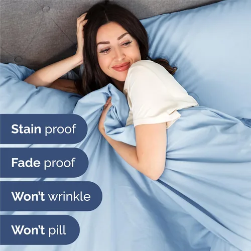 Miniatura 5 de Juego de sábanas tamaño King de 4 piezas - Juego de sábanas cómodas, transpirables y refrescantes - Ropa de cama de lujo para hotel para mujeres, 21