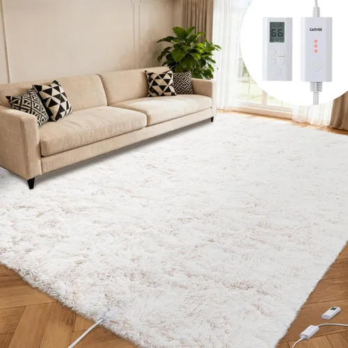 Miniatura 11 de Alfombra Eléctrica Calefactora de 8x10 pies, Alfombra de Calefacción de Felpa Suave para Suelo, Alfombra Gaming con Controlador Inalámbrico y Gris