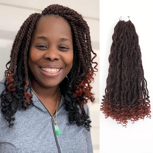 Miniatura 15 de Cabello rubio de ganchillo para mujeres negras, trenzas senegalesas onduladas de ganchillo de 12 pulgadas, trenzas kinky de ganchillo cortas 27613