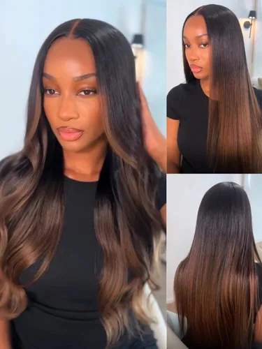 Miniatura 17 de Julia Hair Pre Everything - Pelucas de cabello humano con encaje frontal HD de 13x4, sin pegamento, pre despuntadas, pre cortadas, balayage