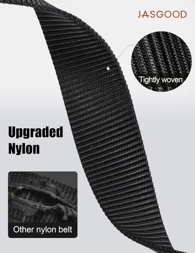 Miniatura 2 de JASGOOD Cinturón táctico de nailon reforzado resistente para hombres correa de cinturón militar ajustable con hebilla de metal Negro