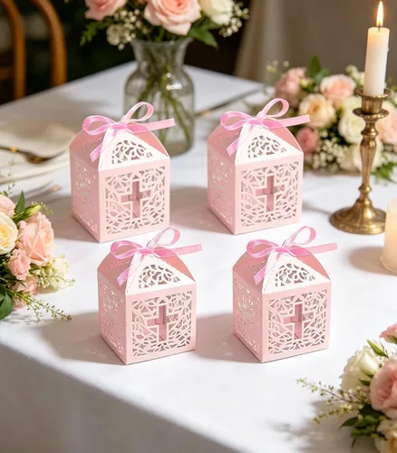 Miniatura 3 de Sohapy 50 cajas de dulces de papel kraft para dulces, caja de regalo, regalo de baby shower, decoración de cumpleaños, suministros de decoración