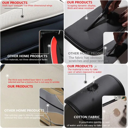 Miniatura 6 de Fundas de Asiento de Automóvil de Lujo, Impermeables, Suaves, Transpirables, de Cuero PU, Funda de Asiento con Bolsillos de Almacenamiento, Se