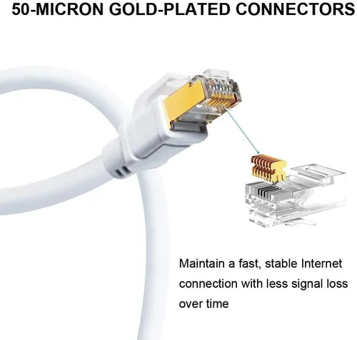Miniatura 4 de CAT8 Cable de Ethernet, alta velocidad, 40 Gbps, 2000 MHz, SFTP, cable de Internet de red LAN con conector RJ45 chapado en oro para router, módem