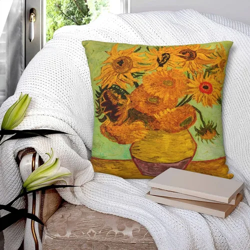 Miniatura 7 de Fundas de almohada de Van Gogh con diseño de girasoles en jarrón de 18 x 18 pulgadas, funda de almohada para sofá, cama, decoración del hogar 13
