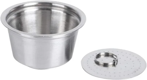 Miniatura 8 de Taza de cápsula de café recargable reutilizable de acero inoxidable de silicona con cubierta de polvo prensado apto para cafetera 1.4 fl oz (2#)