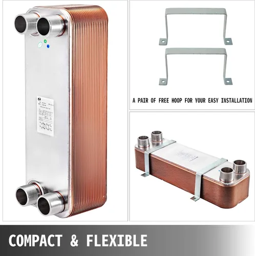 Miniatura 6 de BestEquip Intercambiador de calor 3 "x7.5" 40 placas intercambiador de calor de placas soldadas 316L 3/4 "MPT Intercambiador de calor B3-12A
