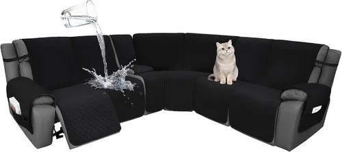 Miniatura 40 de Fundas de terciopelo 10% impermeables para sofá modular reclinable en forma de L, 1 pieza, fundas acolchadas para sofá reclinable esquinero, juego