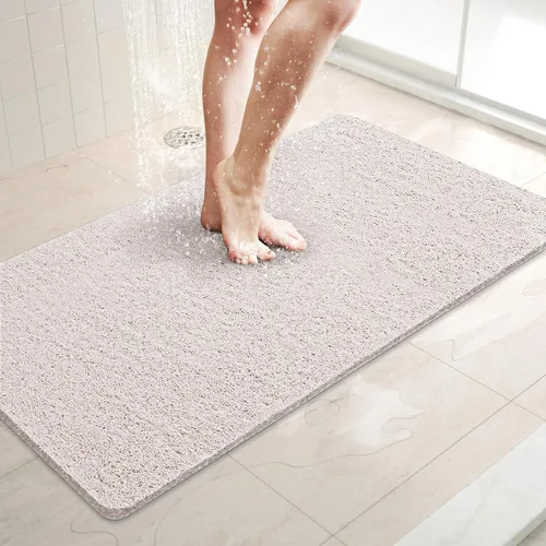 Miniatura 65 de LuxStep - Tapete de ducha, de 24 x 36 pulgadas, tapete de baño antideslizante con drenaje, tapete de baño de cloruro de polivinilo, de secado Gris