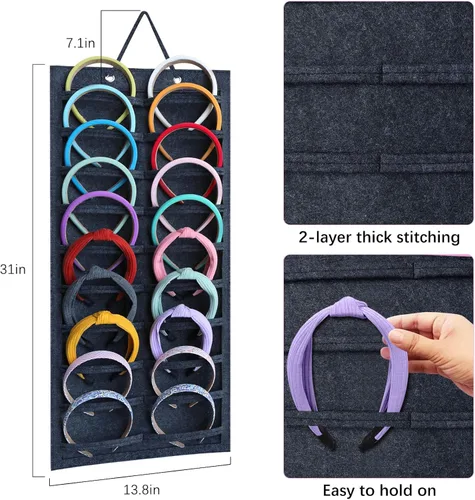 Miniatura 2 de SMUK Organizador de diadema colgante para niñas, soporte para diadema de pared para mujeres, organizador de accesorios para el cabello en la pared