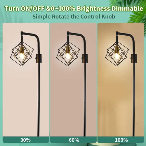 Miniatura 2 de Lámpara de pie regulable para sala de estar, 1 lámpara rústica de pie alta, moderna lámpara de pie brillante, lámpara de pie industrial