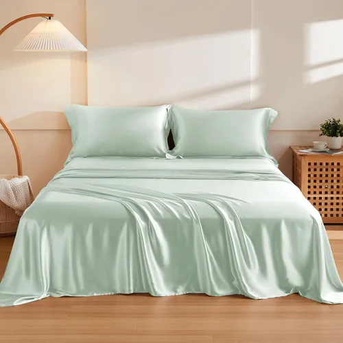 Miniatura 18 de THXSILK Juego de sábanas de seda de 4 piezas, sábanas de seda de morera 100% natural de grado superior 6A+, juegos de ropa de cama de lujo, ultra