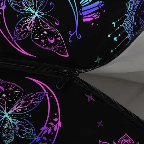 Miniatura 5 de HOSIMA Saco de dormir bohemio con diseño de mariposa para adultos, para clima frío y clima cálido, saco de dormir para niños, para camping