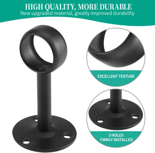 Miniatura 2 de Soporte de techo para barra de cortina (2 piezas, negro)