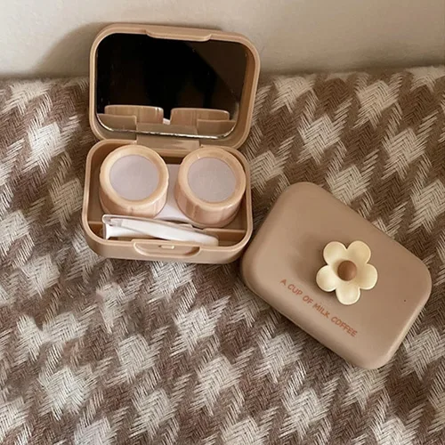 Miniatura 4 de Paquete de 2 mini estuches para lentes de contacto, caja portátil para lentes de contacto, kit de viaje con espejo, pinzas, barra de herramienta