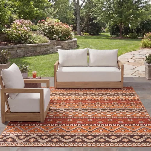 Miniatura 53 de SAFAVIEH Alfombra lavable para exteriores, colección Veranda – Alfombra de pasillo de 2.3 x 6 pies, color azul y crema, no desprende pelusa y fácil