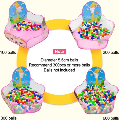Miniatura 7 de Piscina de pelotas para niños, tienda de campaña desplegable para niños, piscina de pelotas para niños pequeños, corralito de juegos con aro