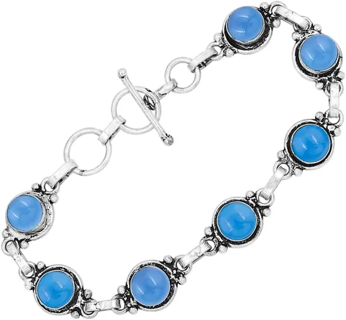 Miniatura 32 de Round Shape Natural & Synthetic Gemstones Silver Plated Bracelets for Women - Vintage Bohemian Style Handmade Birthstone Adjustable Link Bracelet