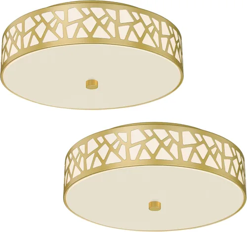 Miniatura 11 de Lámpara de techo de montaje empotrado de 12 pulgadas, 2 - Luminaria de techo vintage con pantalla de vidrio esmerilado, Luminaria de bronce frotado