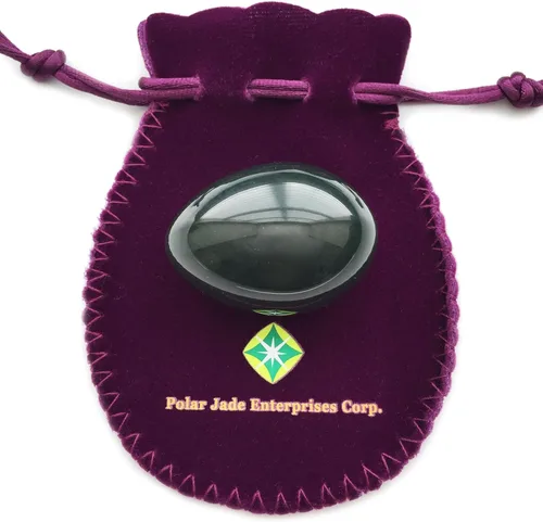 Miniatura 25 de Polar Jade Huevo de piedra hecho de jade nefrita, tamaño mediano (1.693x1.181 in), perforado, con cuerda sin encerar e instrucciones