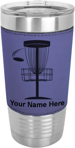 Miniatura 20 de LaserGram Vaso aislado al vacío de 20 onzas, Disc Golf, grabado personalizado incluido (piel sintética, estilo béisbol)