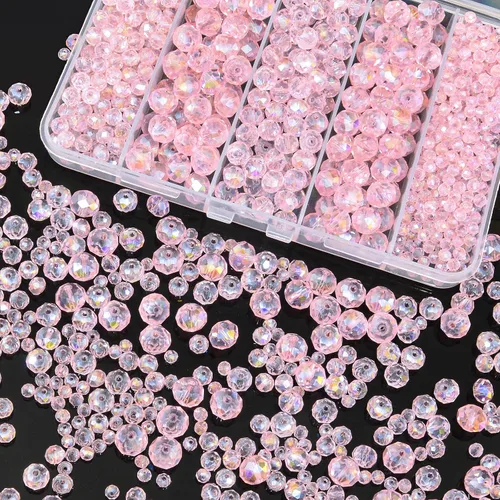 Miniatura 50 de 800 cuentas redondas de cristal de 0.236/0.396/0.394 pulgadas para joyas de bricolaje, ideales para pulseras, collares, colgantes y proyectos