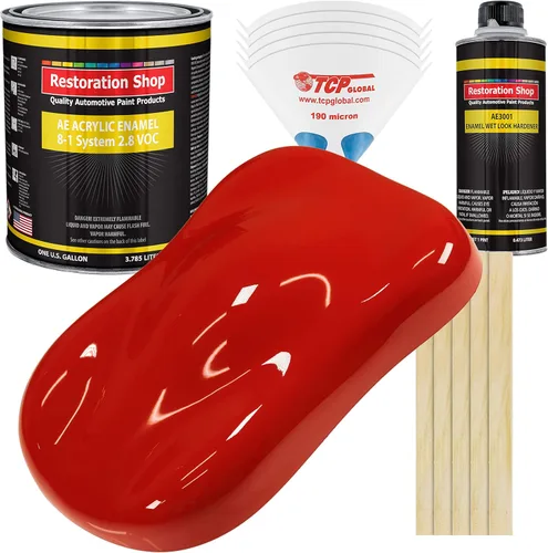 Miniatura 27 de Restoration Shop - Pintura de esmalte acrílico Monza Red para autos - Kit completo de pintura de galón - Recubrimiento profesional de alta Rojo