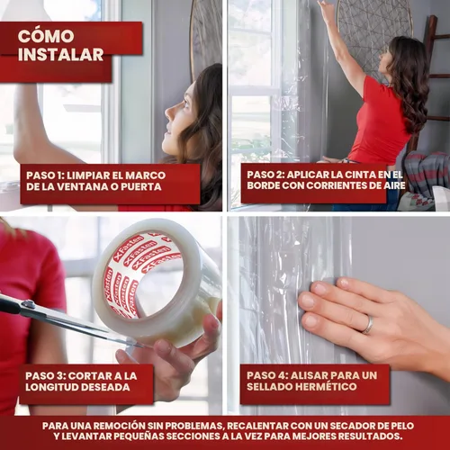 Miniatura 6 de XFasten Cinta transparente para sellado de ventanas, 2 pulgadas x 30 yardas (50.8mm x 27.43m), cinta de sellado de aislamiento de ventana