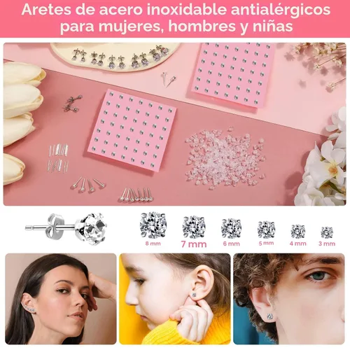 Miniatura 6 de Kit Profesional de Pistola para Perforación de Orejas, Pistola de Perforación Reutilizable con Aretes de Acero Inoxidable para Perforación, Aretes