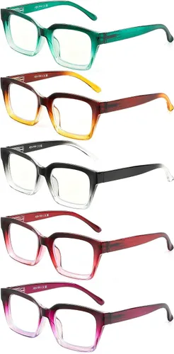 Miniatura 7 de JOLISU - Paquete de 5 lentes de lectura para mujeres, lentes de computadora con bloqueo de luz azul, bisagra de resorte