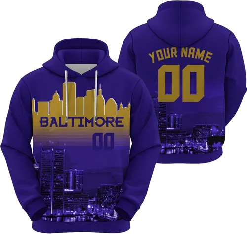 Miniatura 32 de Custom Football Hoodies City Night Skyline Personalized Sweatshirt Name Number Fan Gift Pullover for Men Women Youth